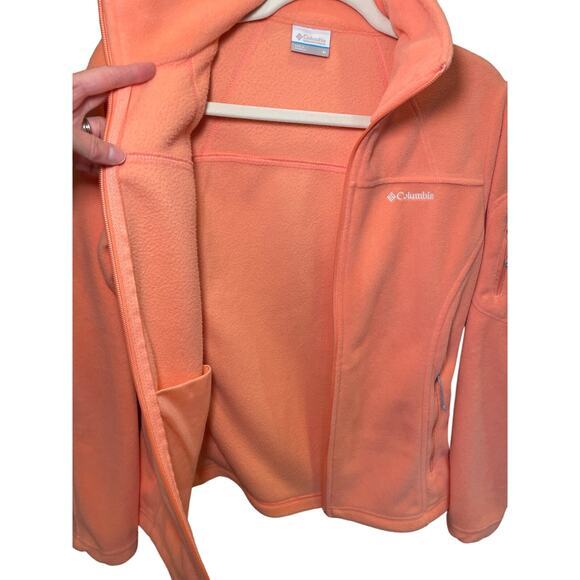 EUC‎ Columbia Women Medium Fast Track Full Zip Up Fleece Neon Orange Coral Reef - Picture 14 of 14